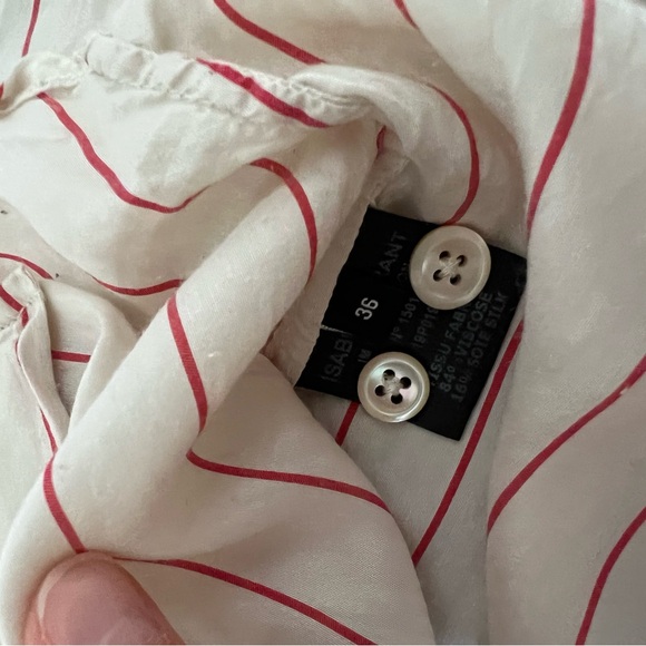 Isabel Marant Cream and Red Striped Button Down Shirt - Picture 5 of 13